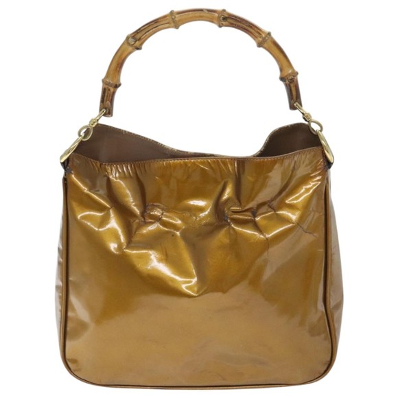 GUCCI Bamboo Hand Bag Enamel 2way Gold Tone Gold 001 1014 1638 0 Auth 93035 - Picture 2 of 16